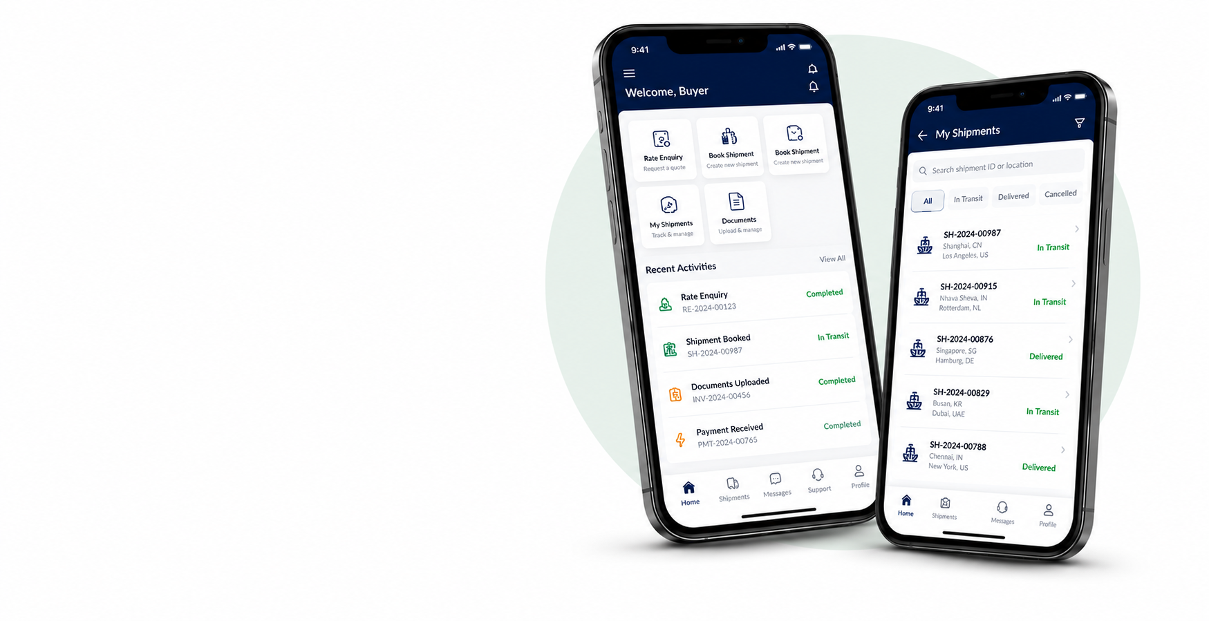 MY EXIM Connect App Mockups